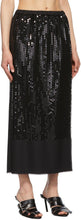 Junya Watanabe Black Wool Stripe Sequin Embroidery Skirt