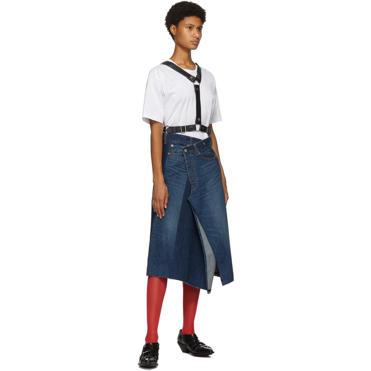 Junya Watanabe Blue Denim Asymmetric Skirt – BlackSkinny