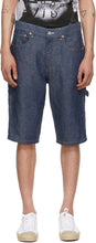 Junya Watanabe Indigo Linen Paneled Shorts - Short lambris de lin d'indigo JUNYA WATANABE - Junya Watanabe Indigo Linen 패널 반바지