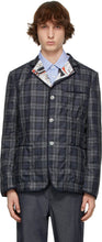 Junya Watanabe Navy Akira Toriyama Edition Linen Check Blazer - JUNYA WATANABE NAVY AKIRA TORIYAMA EDITION Link Vérifiez la blazer - Junya Watanabe Navy Akira Toriyama Edition Linen 검사 Blazer.
