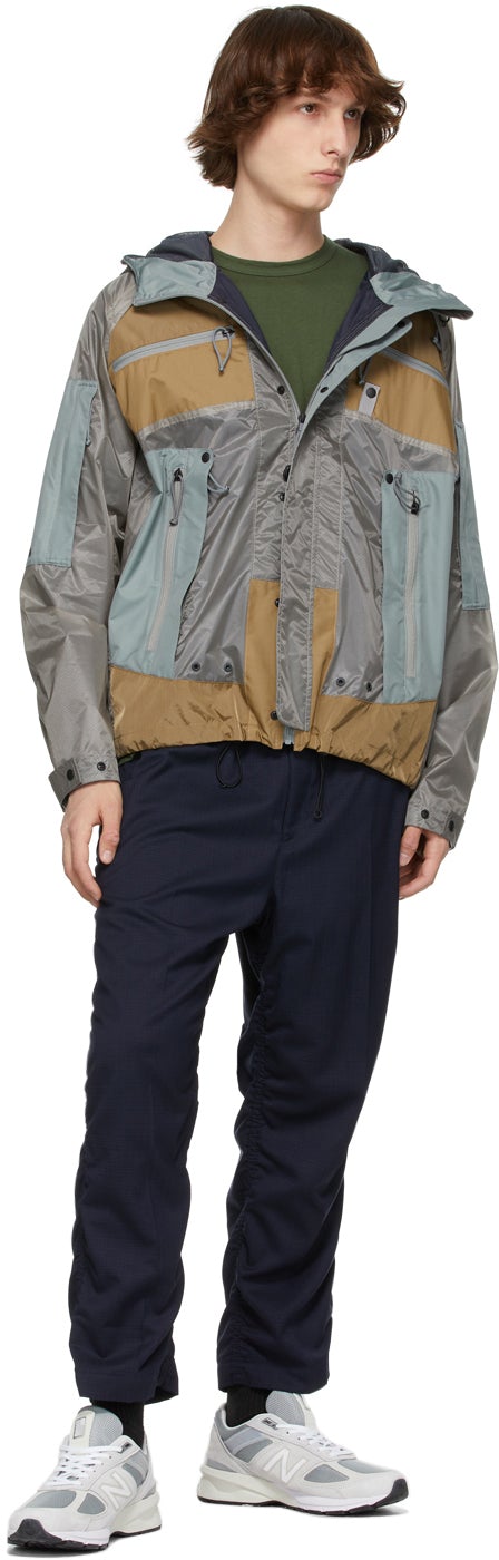 Junya Watanabe Navy Wool Check Trousers