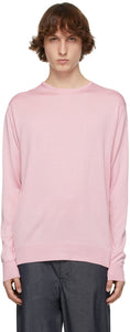 Junya Watanabe Pink Silk Jersey Thin Sweater - Junya Watanabe Pull Soie Pince Pull mince - Junya Watanabe 핑크 실크 저지 얇은 스웨터