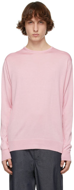 Junya Watanabe Pink Silk Jersey Thin Sweater - Junya Watanabe Pull Soie Pince Pull mince - Junya Watanabe 핑크 실크 저지 얇은 스웨터