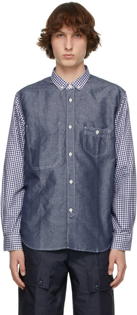 Junya Watanabe White Cotton Check Shirt - Chemise de chèque de coton blanc Junya Watanabe - Junya Watanabe 화이트 코튼 체크 셔츠