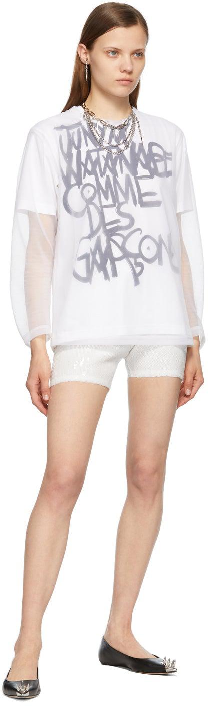Junya Watanabe White Mesh Long Sleeve T-Shirt
