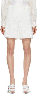 Junya Watanabe White Sequin Wide Shorts - Short de paillettes blancs Junya Watanabe - Junya Watanabe 화이트 스팽글 넓은 반바지