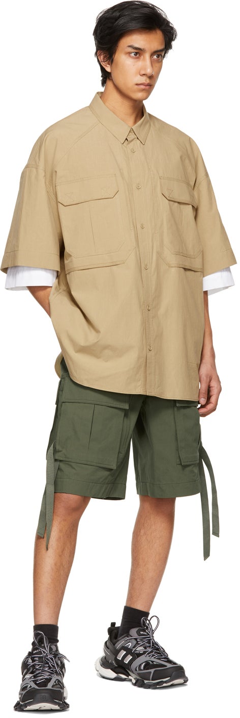 Juun.J Beige Layered Pocket Short Sleeve Shirt