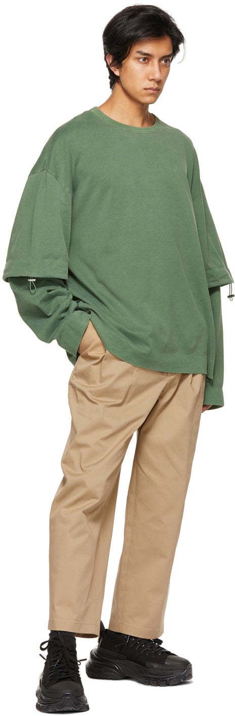 Juun.J Beige Two-Pleat Double Waistband Trousers