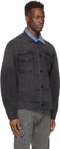 Juun.J Black Denim Layered Trucker Jacket