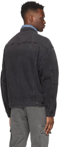 Juun.J Black Denim Layered Trucker Jacket