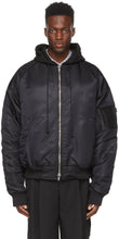 Juun.J Black Detachable Hood Bomber Jacket - Jun.J Black Détachable Hood Jacket Bombardier - Juun.j 블랙 분리형 후드 폭격기 재킷