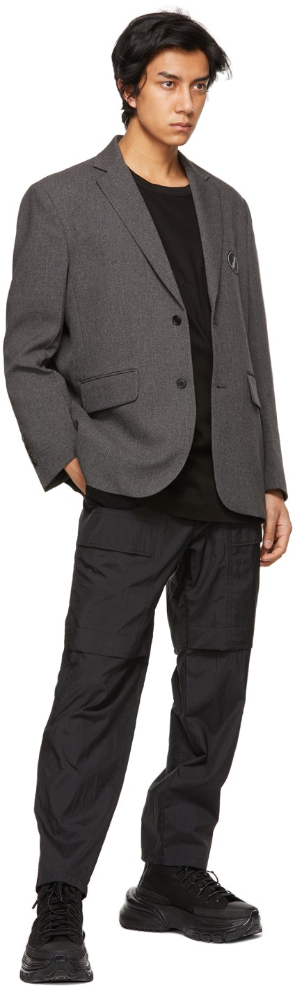 Juun.J Black Embroidered Logo Pocket T-Shirt