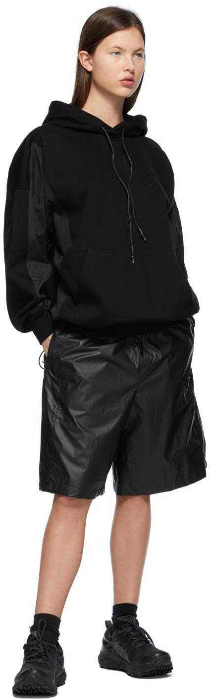 Juun.J Black Embroidered Logo Track Shorts