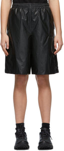 Juun.J Black Embroidered Logo Track Shorts - Juun.J noir brodé logo short - Juun.j 블랙 수 놓은 로고 트랙 반바지