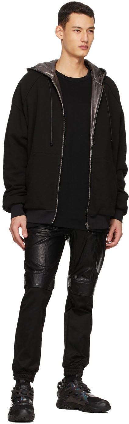Juun.J Black Faux-Leather Cargo Pants