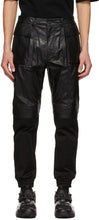 Juun.J Black Faux-Leather Cargo Pants - Juun.j Pantalon de cargaison en faux cuir noir - Juun.j 블랙 가짜 가죽화물 바지