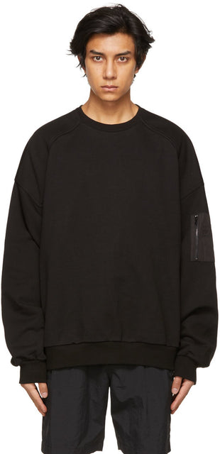 Juun.J Black MA-1 Pocket Sweatshirt - Sweat-shirt de poche Juun.J noir Ma-1 - Juun.j 블랙 MA-1 포켓 스웨터