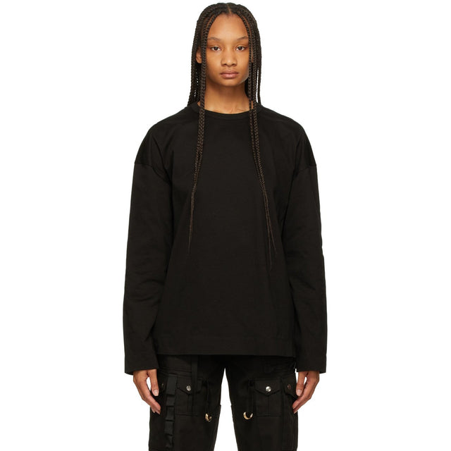 Juun.J Black 'Nouvelle Tendance' Long Sleeve T-Shirt - T-shirt à manches longues «Nouvelle tendance» Juun.J noir - JUUN.J 블랙 '누벨 텔레엔스'긴 소매 티셔츠