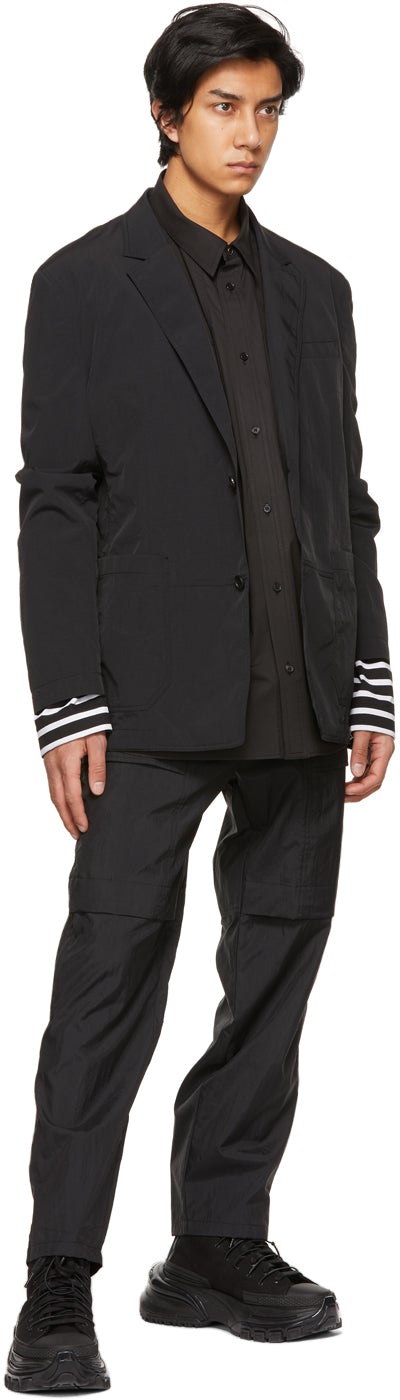 Juun.J Black Taffeta Two-Button Blazer