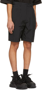 Juun.J Black Two-Pleat Belted Shorts