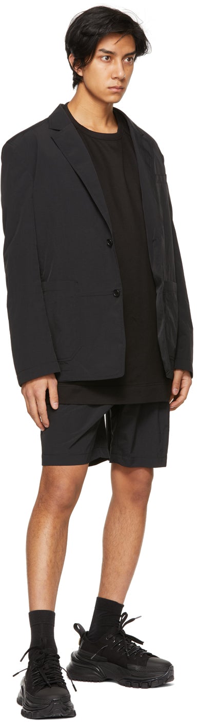 Juun.J Black Two-Pleat Belted Shorts