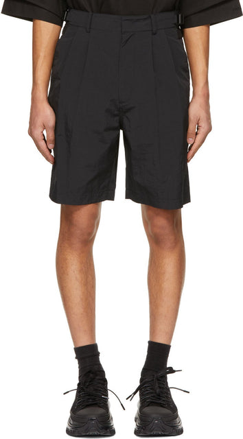 Juun.J Black Two-Pleat Belted Shorts - Jun.jj noir deux plis - Juun.j 흑인 2 주름 벨트 벨트
