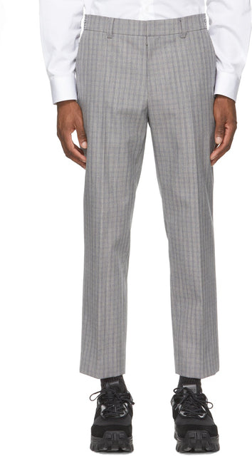 Juun.J Grey Wool Check Glen Trousers - Juun.J Grey Laine Vérifier Glen Pantalons - Juun.j 회색 양모 확인 글렌 바지