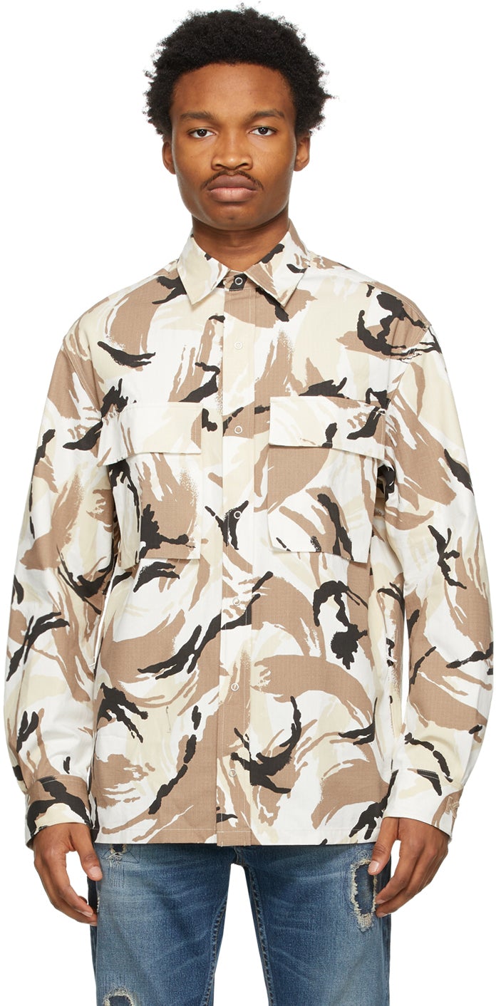 Kenzo Beige Tropic Camo Over Shirt - Kenzo Beige Tropic Camo sur chemise - kenzo 베이지 색 트로픽 카 모 셔츠입니다