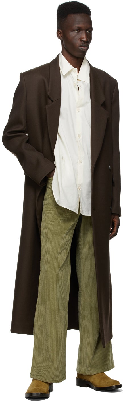 Kenzo Brown Wool Serge Double-Breasted Coat