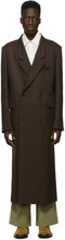 Kenzo Brown Wool Serge Double-Breasted Coat - Kenzo Brown Laine Serge couche double boutonnée - Kenzo Brown Wool Serge Double Breasted Coat.