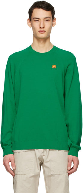 Kenzo Green Oversized Tiger Crest Sweater - Pull de crête tigre vert surdimensionné kenzo - Kenzo 녹색 대형 타이거 볏 스웨터