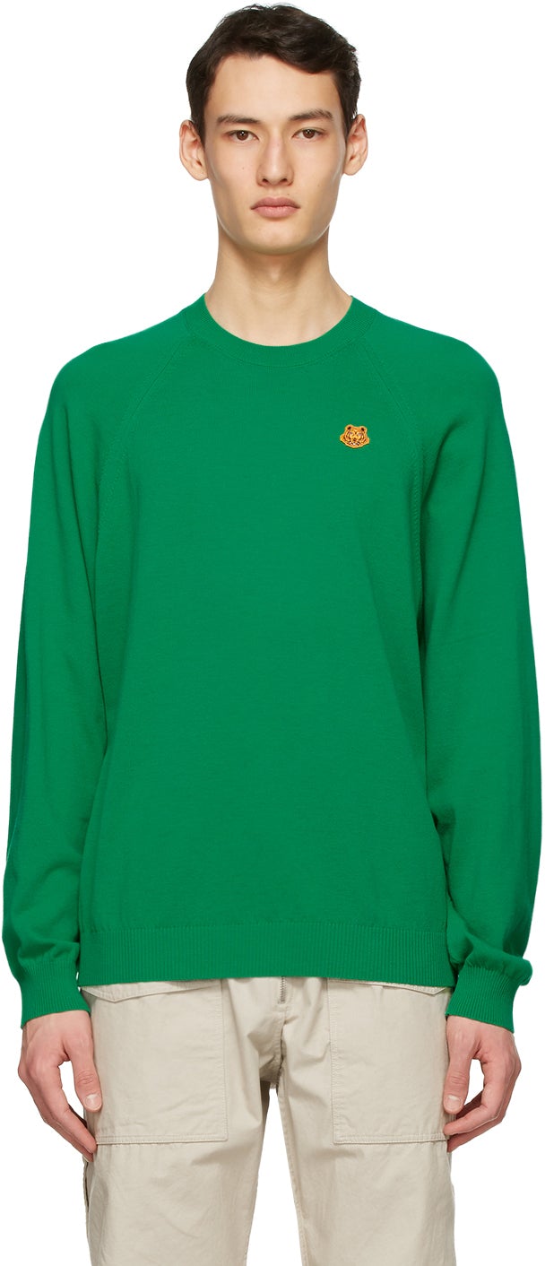 Kenzo Green Oversized Tiger Crest Sweater - Pull de crête tigre vert surdimensionné kenzo - Kenzo 녹색 대형 타이거 볏 스웨터