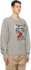 Kenzo Grey Kansai Yamamoto Edition Wool Embroidered Sweater