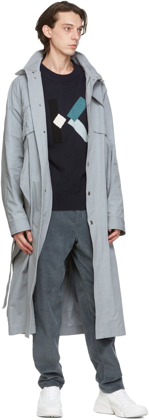 Kenzo Grey Long Ripstop Parka