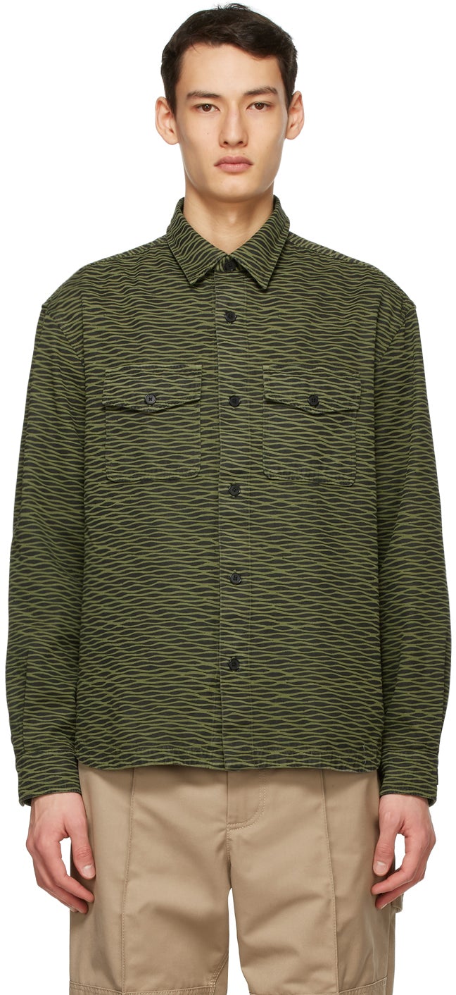 Kenzo Khaki Wave Shirt - Chemise de vague kenzo kaki - Kenzo 카키 웨이브 셔츠