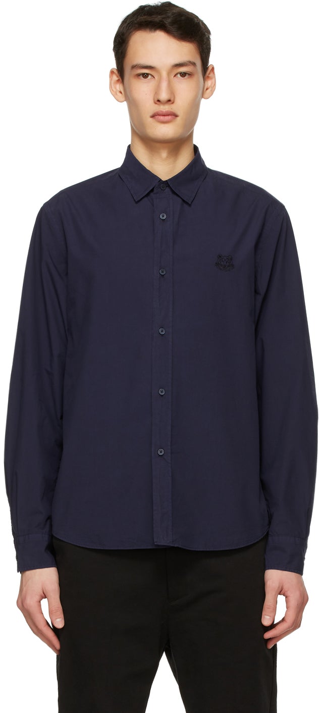 Kenzo Navy Tiger Crest Shirt - Chemise Kenzo Navy Tiger Crest - 켄조 네이비 타이거 크레스트 셔츠