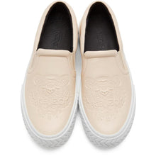 Kenzo Off-White Leather K-Skate Sneakers - Baskets K-Skate Kenzo en cuir blanc cassé blanc - Kenzo Off-White 가죽 K-Skate Sneakers.