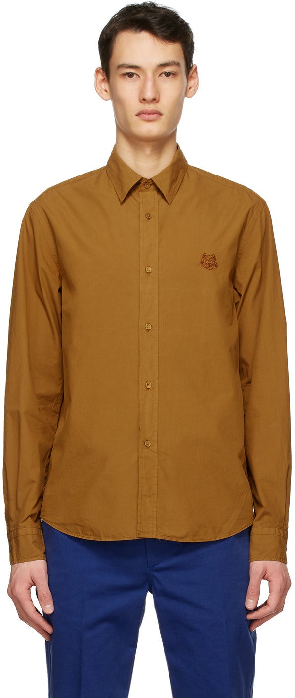 Kenzo Tan Tiger Crest Shirt - Chemise de crête de Tan Tiger Kenzo Tan - 켄조 탄 타이거 크레스트 셔츠