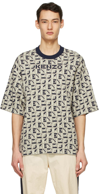 Kenzo Taupe Sport Monogram T-Shirt - Kenzo Taupe Sport Monogram T-shirt - Kenzo Taupe 스포츠 모노그램 티셔츠