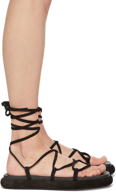 Khaite Black Suede 'The Alba' Sandals - Khaite Black Suede 'The Alba' Sandals - Khaite Black Suede 'Alba'샌들