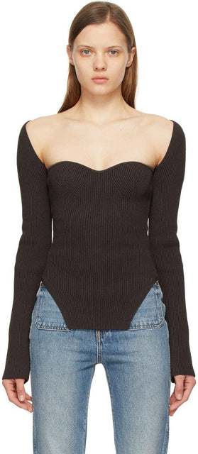 Khaite Brown 'The Maddy' Long Sleeve T-Shirt - Khaite Brown 'the Maddy' T-shirt à manches longues - Khaite Brown 'The Maddy'긴 소매 티셔츠