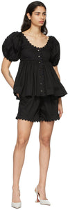 Kika Vargas Black Scalloped Elsie Shorts