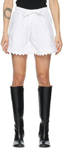 Kika Vargas White Elsie Scalloped Shorts - Kika Vargas Blanc Elsie Scaloped Shorts - Kika Vargas White Elsie Scalloped 반바지