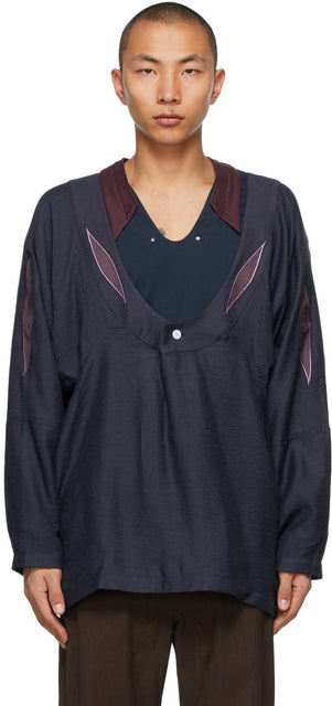 Kiko Kostadinov Navy Arcadia Shirt - Chemise Kiko Kostadinov Navy Arcadia - Kiko Kostadinov 네이비 아카디아 셔츠