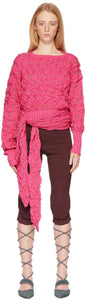 Kiko Kostadinov Pink Bellatrix Wrap Sweater - Pull d'enveloppe de Bellatrix rose Kiko Kostadinov - Kiko Kostadinov 핑크 벨트 릭스 랩 스웨터