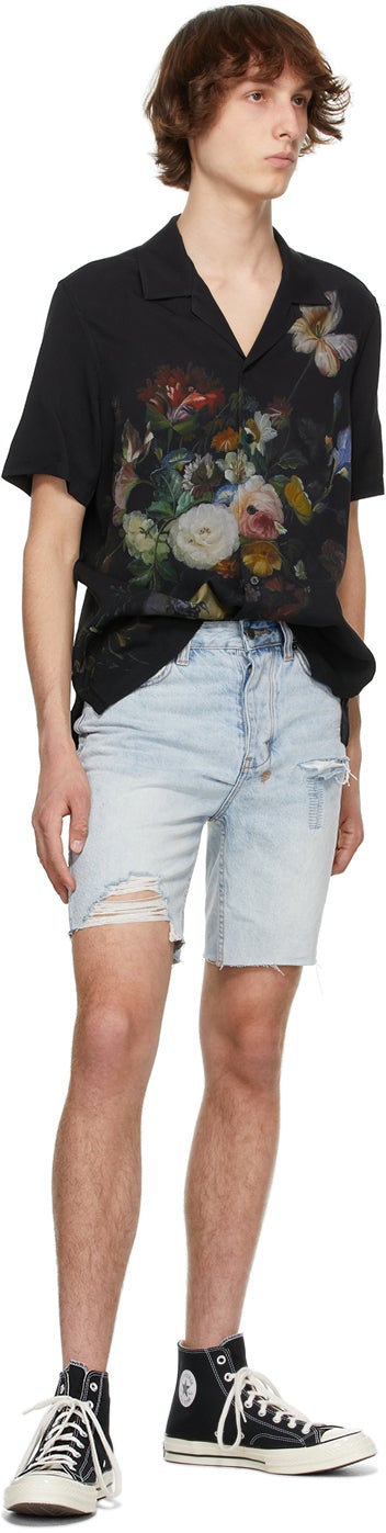 Ksubi Blue Chopper Trashed Shorts