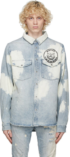 Ksubi Blue Denim Frontier Oktane Shirt - Ksubi Blue Denim Frontier Chemise Oktane - Ksubi 블루 데님 프론티어 Oktane 셔츠