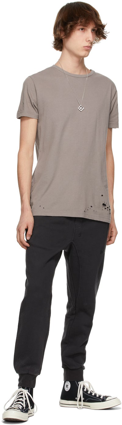 Ksubi Taupe Distressed Seeing Lines T-Shirt