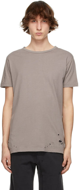 Ksubi Taupe Distressed Seeing Lines T-Shirt - Ksubi Taupe T-shirt - Ksubi Taupe 고민하는 선 티셔츠를보고