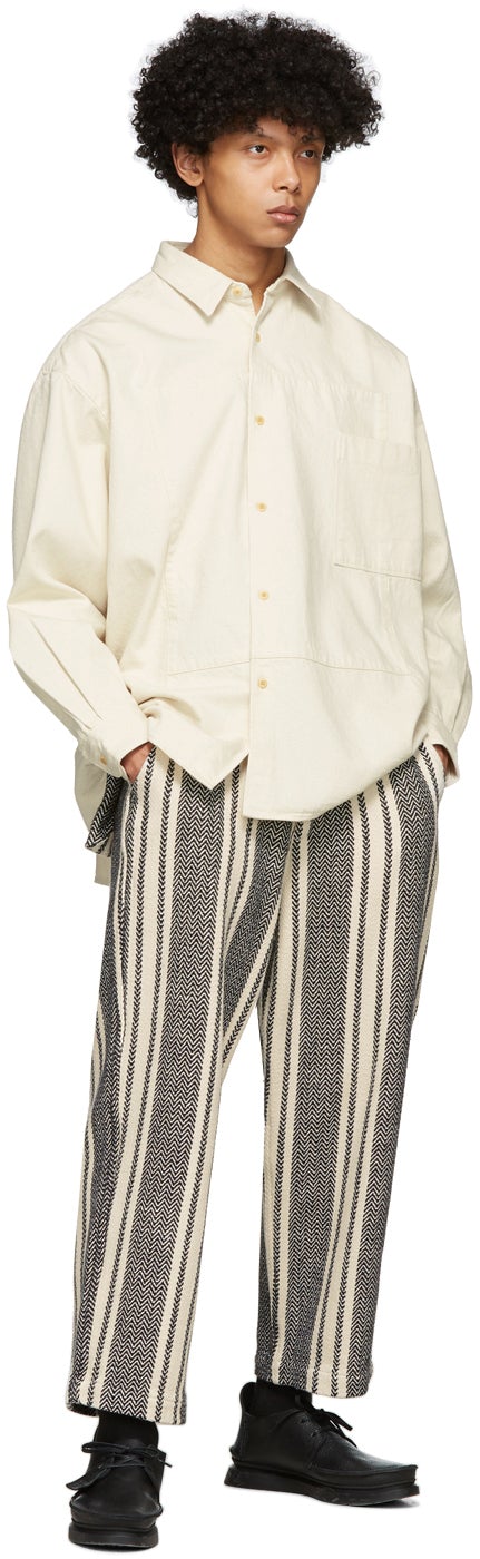 Kuro Off-White Denim Switched Panel Shirt